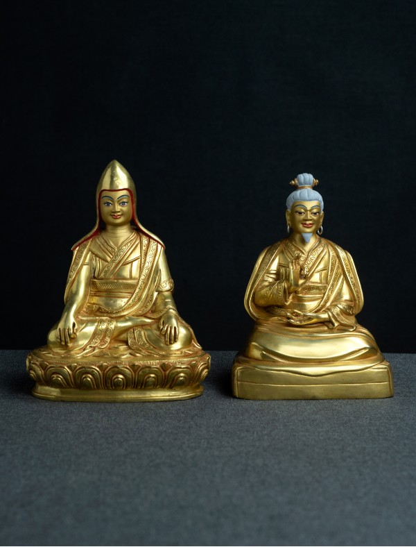 Lonchenpa and Jigme Lingpa- 7 inch Full-gold antique