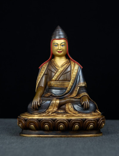 Lonchenpa and Jigme Lingpa- 7 inch Part-gold two-toned antique