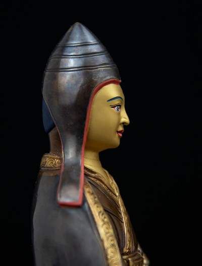 Lonchenpa and Jigme Lingpa- 7 inch Part-gold two-toned antique