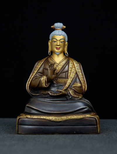 Lonchenpa and Jigme Lingpa- 7 inch Part-gold two-toned antique