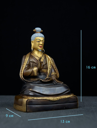Lonchenpa and Jigme Lingpa- 7 inch Part-gold two-toned antique