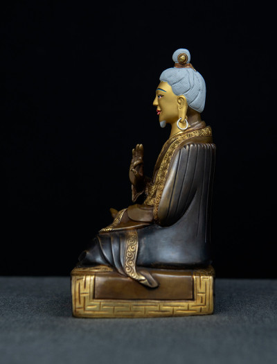 Lonchenpa and Jigme Lingpa- 7 inch Part-gold two-toned antique