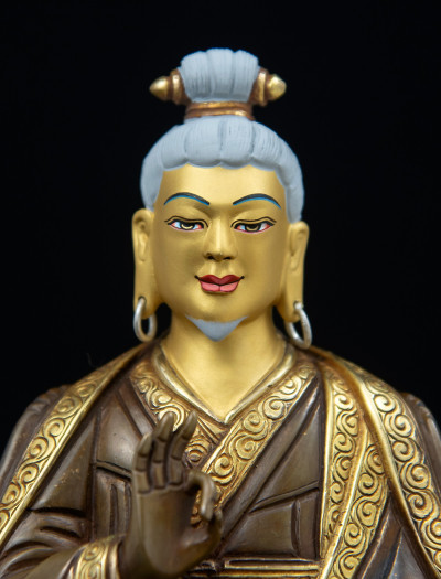 Lonchenpa and Jigme Lingpa- 7 inch Part-gold two-toned antique