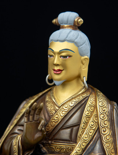 Lonchenpa and Jigme Lingpa- 7 inch Part-gold two-toned antique