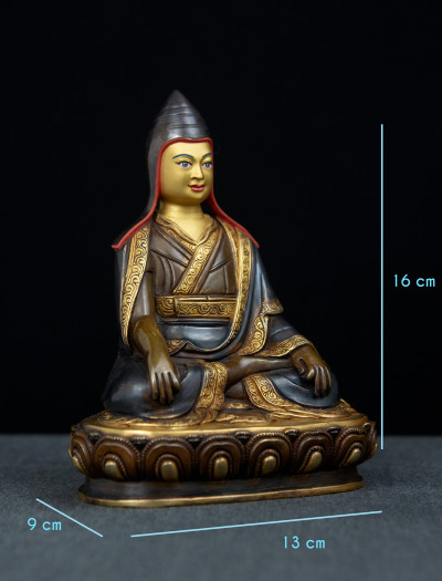 Lonchenpa and Jigme Lingpa- 7 inch Part-gold two-toned antique