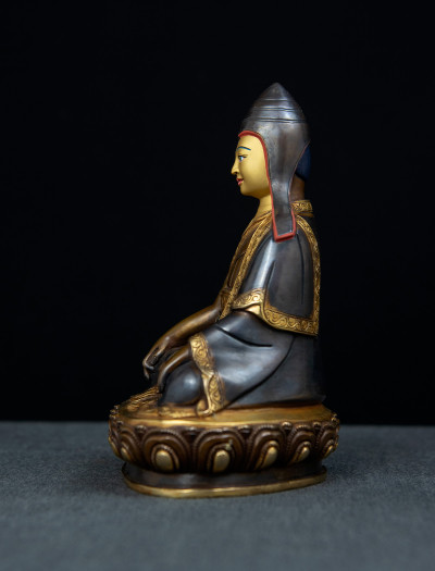 Lonchenpa and Jigme Lingpa- 7 inch Part-gold two-toned antique