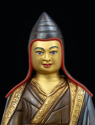 Lonchenpa and Jigme Lingpa- 7 inch Part-gold two-toned antique