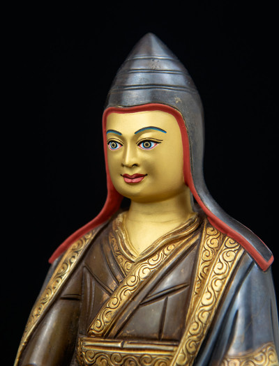 Lonchenpa and Jigme Lingpa- 7 inch Part-gold two-toned antique