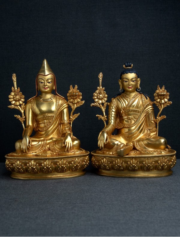Lonchenpa and Jigme Lingpa- 9 inch 24k Full-gold antique