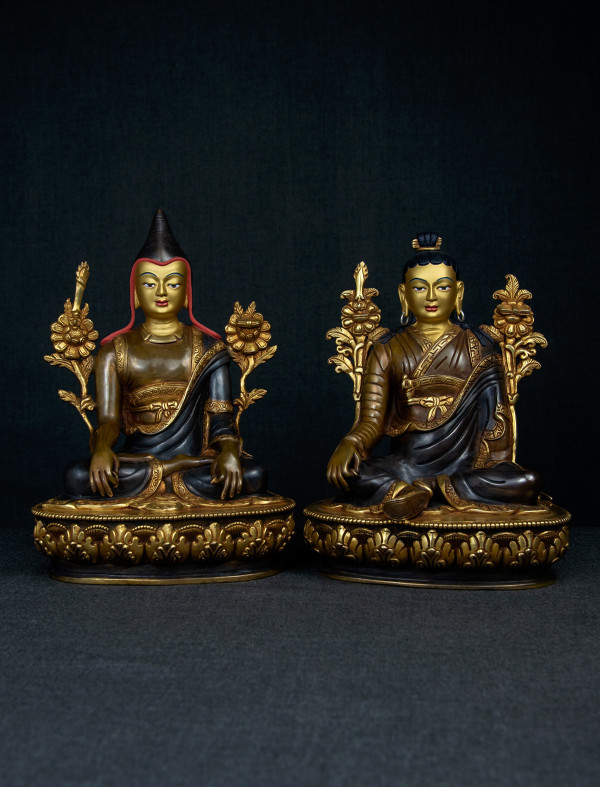 Lonchenpa and Jigme Lingpa- 9 inch 24k Part-gold Two-toned antique (1.1)