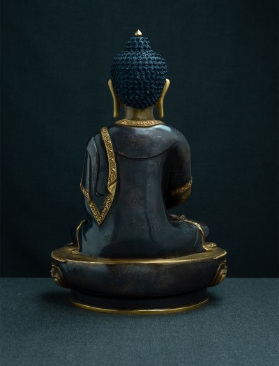 Amitabha Buddha- 12 inch 24k Part-gold two-toned antique