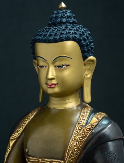 Amitabha Buddha- 12 inch 24k Part-gold two-toned antique