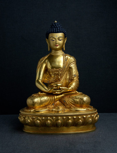 Amitabha Buddha- 13 inch 24k Full-gold antique