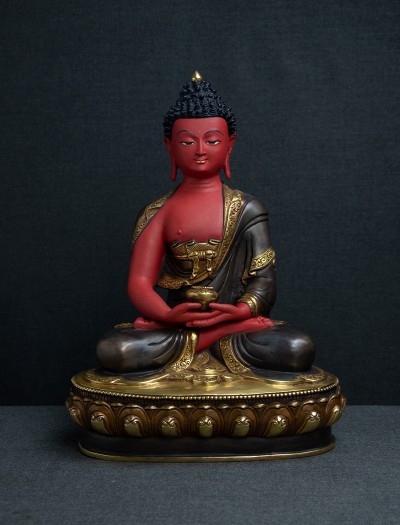 Amitabha Buddha- 13 inch 24k Part-gold Painted antique