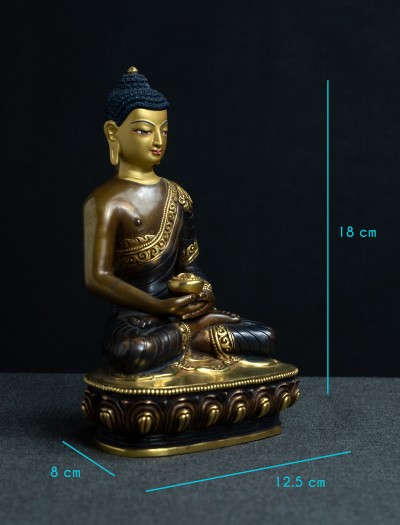 Amitabha Buddha- 7 inch 24k Part-gold two-toned antique