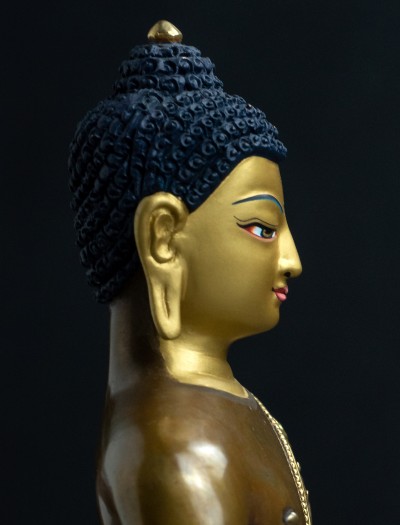 Amitabha Buddha- 7 inch 24k Part-gold two-toned antique