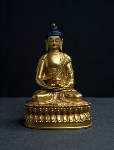 Amitabha Buddha- 8 inch 24k Full-gold antique