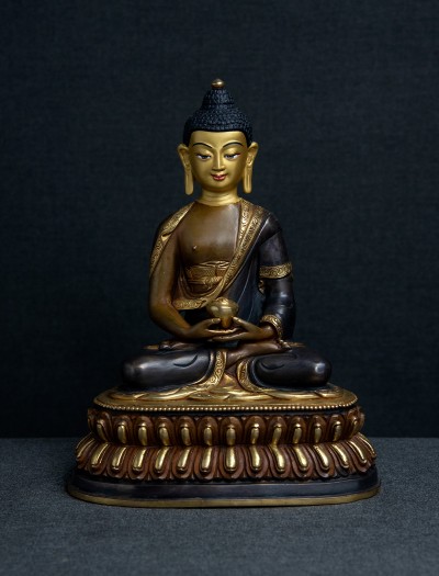 Amitabha Buddha- 8 inch 24k Part-gold two-toned antique