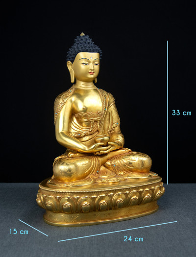Amitabha Buddha- 12 inch 24k Full-gold antique (2.1)