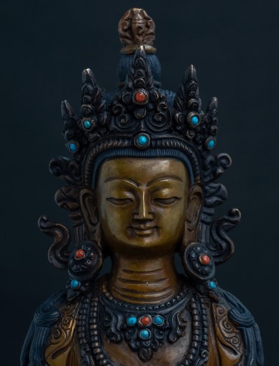 Amitayus- 8 inch two-toned oxidized