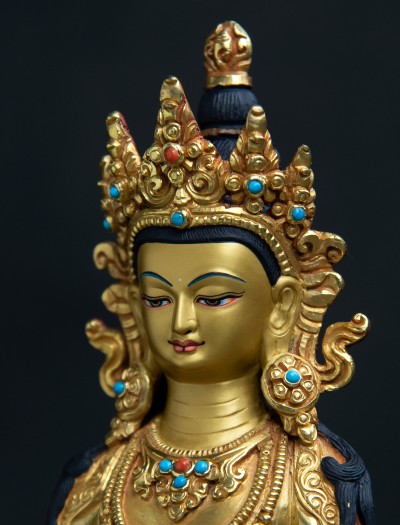 Amitayus- 8 inch 24k Full-Gold antique