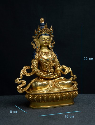 Amitayus- 8 inch 24k Full-Gold antique