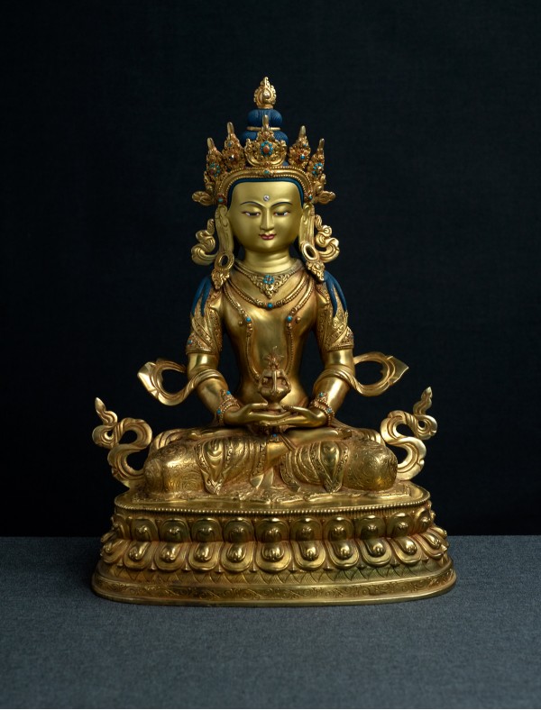 Amitayus- 12inch Double-lotus 24k Full-gold antique