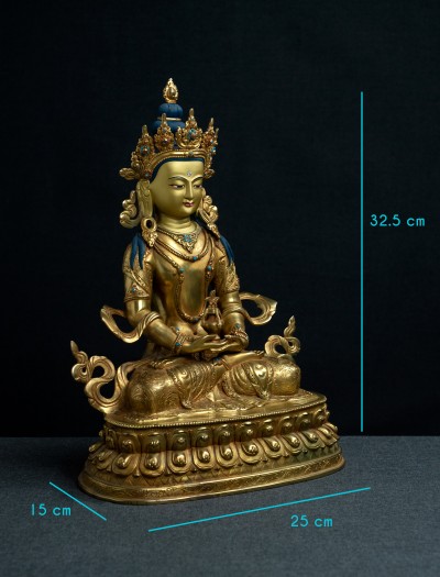Amitayus- 12inch Double-lotus 24k Full-gold antique