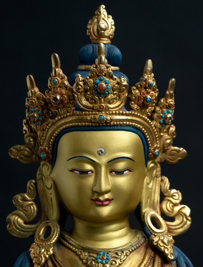 Amitayus- 12inch Double-lotus 24k Full-gold antique
