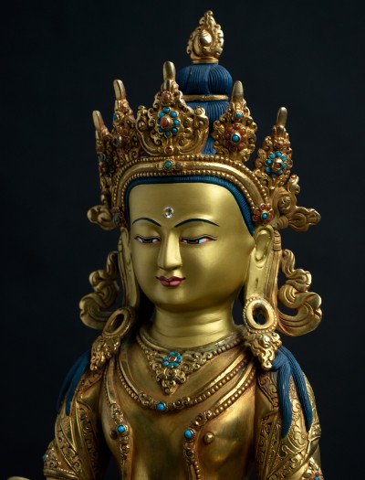 Amitayus- 12inch Double-lotus 24k Full-gold antique