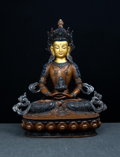 Amitayus- 12 inch Copper two-toned antique 