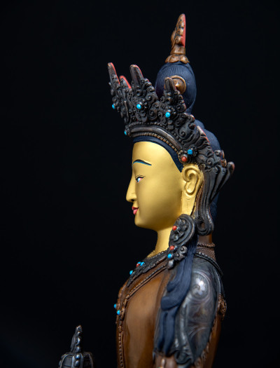 Amitayus- 12 inch Copper two-toned antique 