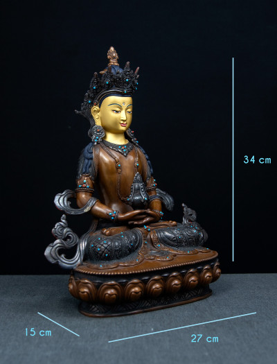 Amitayus- 12 inch Copper two-toned antique 