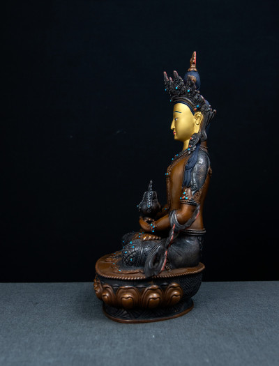 Amitayus- 12 inch Copper two-toned antique 
