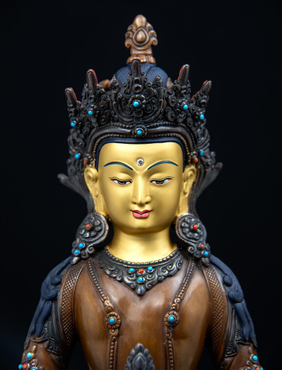 Amitayus- 12 inch Copper two-toned antique 