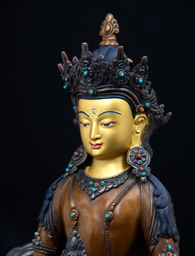 Amitayus- 12 inch Copper two-toned antique 