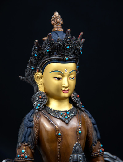 Amitayus- 12 inch Copper two-toned antique 