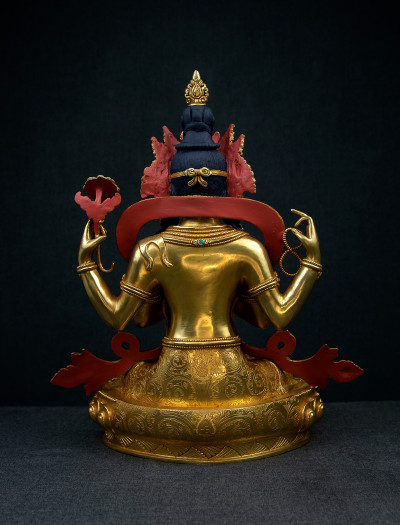 Four armed Avalokiteshvara- 12 inch Full-gold antique (4)