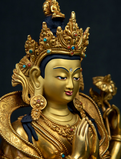 Four armed Avalokiteshvara- 12 inch Full-gold antique (4)