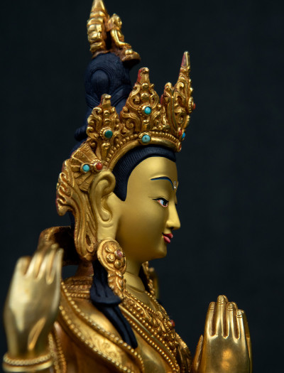 Four armed Avalokiteshvara- 12 inch Full-gold antique (4)