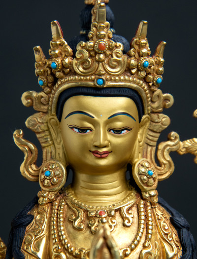 Four armed Avaloketishvara- 8 inch 24k Full-gold antique