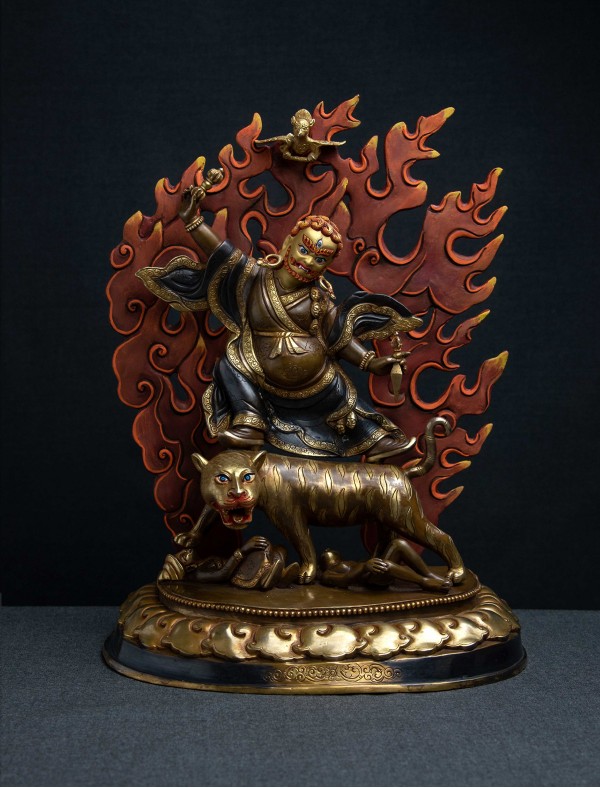 Dorje Drolo- 12 inch 24K Part-gold two-toned antique finishing