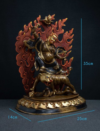 Dorje Drolo- 12 inch 24K Part-gold two-toned antique finishing