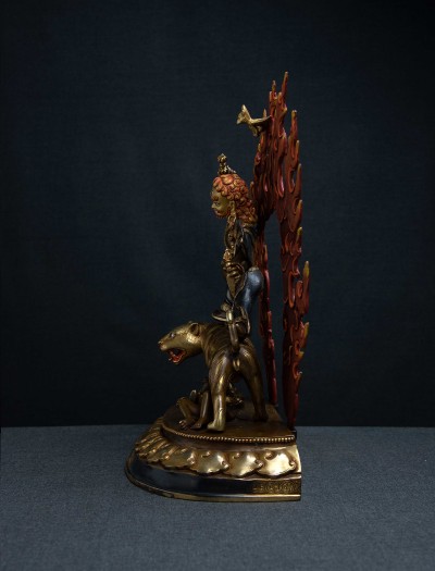 Dorje Drolo- 12 inch 24K Part-gold two-toned antique finishing