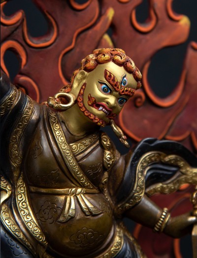 Dorje Drolo- 12 inch 24K Part-gold two-toned antique finishing