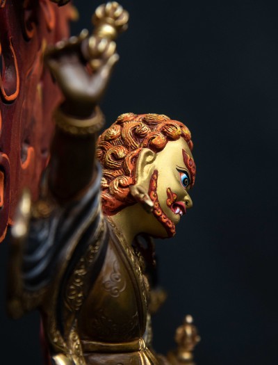 Dorje Drolo- 12 inch 24K Part-gold two-toned antique finishing