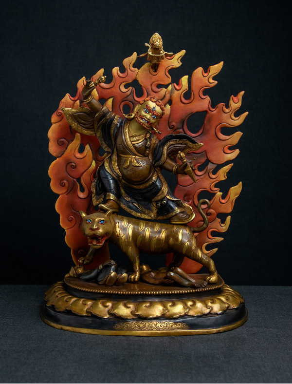 Dorje Drolo- 12 inch 24K Part-gold two-toned antique finishing