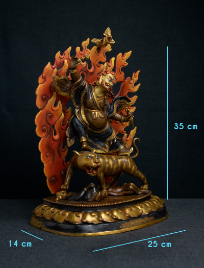 Dorje Drolo- 12 inch 24K Part-gold two-toned antique finishing
