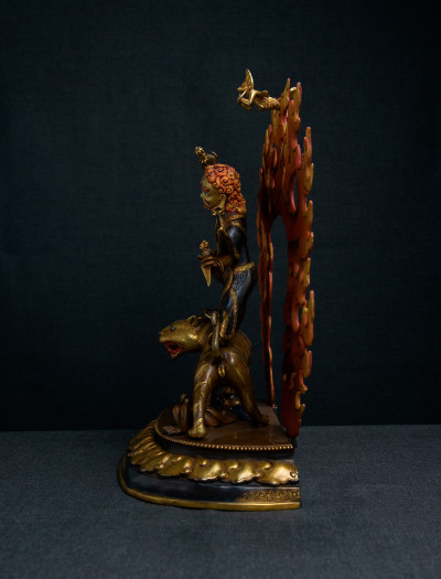 Dorje Drolo- 12 inch 24K Part-gold two-toned antique finishing