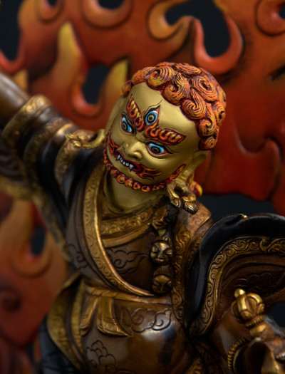 Dorje Drolo- 12 inch 24K Part-gold two-toned antique finishing